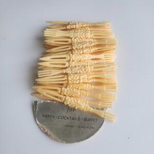 Vintage Viking Hong Kong Plastic Cocktail Forks Set for Party Buffet Appetizers